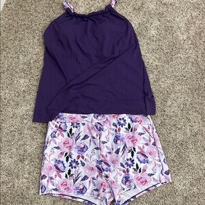 Purple Floral Women's Swim Set